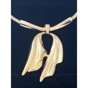 Monet Gold Bow Necklace - Signed Vintage Estate Statement